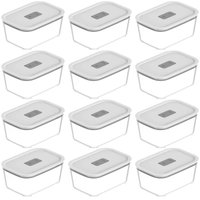 12 Potes Herméticos De Vidro 1,2l Branco Fresh Lock Ou Para Geladeira Freezer Forno
