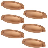 Conjunto 6 Puxadores 2773 Quebec Concha Cobre para Móveis Armários Gavetas Torralba