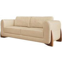 Sofa Jolie 3 Lugares 220cm Pes Boomerang Linho 214 Dourado Ezz