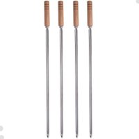 4 Espetos Simples para Churrasco Domama com Lâmina em Aço Inox e Cabo de Madeira 85cm