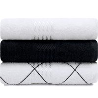 Kit 3 Toalhas de Banho 100 Algodão Prisma Dohler Vermelho Branco/Preto