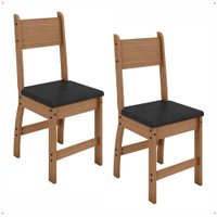 Jogo 2 Cadeiras Para Mesa de Jantar Milano MDF Assento Estofado Espuma D11 Pés Retrô Cozinha Moderna Carvalho/Preto