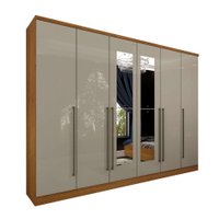 Guarda-Roupa Casal com Espelho Sevilla I 6 PT 8 GV Cinamomo e Off White
