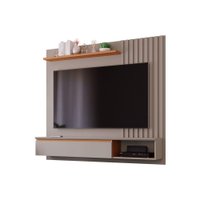 Painel Home p/TV até 60 Polegadas Panamá Ripado c/ Prateleira 162x157cm Off White/Nature - Permóbili