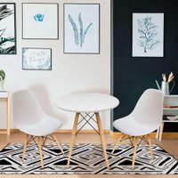 Conjunto de Mesa de Jantar com 2 Cadeiras Eames Branco 