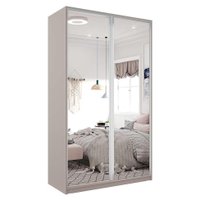 Guarda-Roupa Solteiro com Espelho Zermatt 100% MDF  2 PT 3 GV Bege