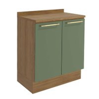 Balcão de Cozinha com Tampo Botanic 2 PT Verde Oliva e Nogueira