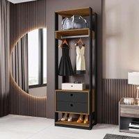 Guarda-Roupa Closet Titan 2 GV Preto e Freijó
