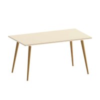 Mesa de Jantar Retangular com Tampo de Vidro Veneza Plus Off White e Noce 160 cm