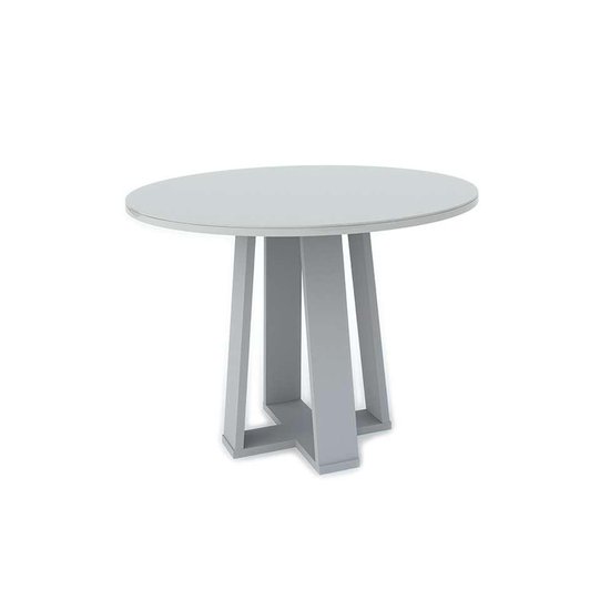 Mesa de Jantar Redonda com Tampo de Vidro Isabela Off White 100 cm