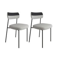 Conjunto com 2 Cadeiras Mona Linho Cinza e Preto