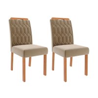 Conjunto com 2 Cadeiras Paola Wood Suede Joli e Madeira