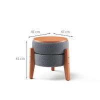 Puff Frapê Linho Cinza 47 cm
