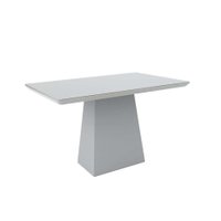 Mesa de Jantar Retangular com Tampo de Vidro Bárbara Off White 135 cm