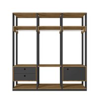 Guarda-Roupa Closet Modulado Titan 1 PT 2 GV Preto e Freijó