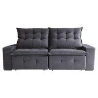 Sofá 3 Lugares Retrátil e Reclinável França Suede Cinza