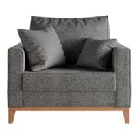 Poltrona Beny Pés e Base em Madeira Linho Cotton Grafite