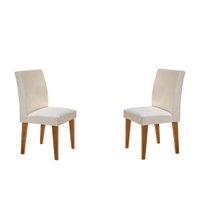 Conjunto com 2 Cadeiras Grecia Veludo Imbuia e Creme