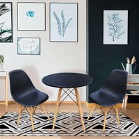 Conjunto de Mesa de Jantar com 2 Cadeiras Eames Preto 
