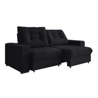 Sofá C/3 Lugares Retrátil e Reclinável Biarritz Suede Preto