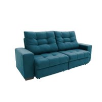 Sofá C/3 Lugares Retrátil e Reclinável Biarritz Suede Azul Turquesa