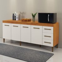 Balcão Atenas 4 Portas e 3 Gavetas Naturalle Com Off White