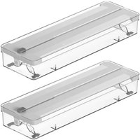2 Cortadores Porta Rolos Duplo Clear Branco Plástico Filme Alumínio Organizador Ou
