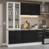 Armário de Cozinha Completa 190cm Branco/Preto Lux Madesa 02