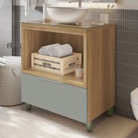 Armário de Banheiro Marquesa 1 Gaveta 100% Mdf Nature/Verde - Nesher