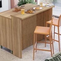 Bancada de Cozinha Ilha 120 Cm Ripado 100% Mdf Nature - Nesher