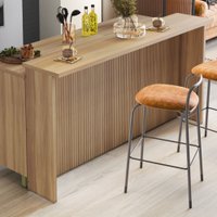 Bancada de Cozinha Ilha 200 Cm Ripado 100% Mdf Nature - Nesher