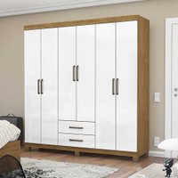 Guarda Roupa Casal A22 6 Portas 2 Gavetas Carioca Móveis Cinamomo Branco - 626376