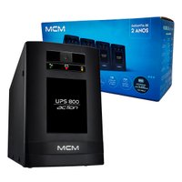 Nobreak MCM 800VA, UPS 800 ACTION, Entrada Bivolt, Saída 115V, 6 Tomadas, 2x Bat. 12V/7Ah - UPS0228