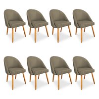 Kit 08 Cadeiras Jantar Bela Suede Marrom Rato Pés Palito Castanho - Pallazio