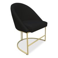 Cadeira Poltrona de Jantar Bela Suede Preto Base Metálica Industrial Dourado - Pallazio