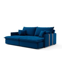 Sofá Retrátil Sem Caixa 3 lugares Solomons Linho Azul Marinho