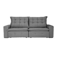 Sofá 4 Lugares Retrátil e Reclinável França Suede Cinza