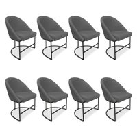 Kit 08 Cadeiras Poltrona de Jantar Bela Suede Grafite Base Metálica Industrial Preto - Pallazio