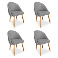Kit 04 Cadeiras Jantar Bela Suede Grafite Pés Palito Castanho - Pallazio