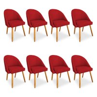 Kit 08 Cadeiras Jantar Bela Suede Vermelho Pés Palito Castanho - Pallazio
