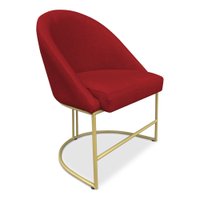 Cadeira Poltrona de Jantar Bela Suede Vermelho Base Metálica Industrial Dourado - Pallazio