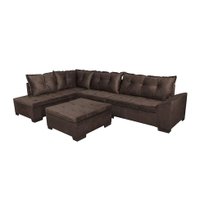Sofá de Canto 5 Lugares com Chaise Esquerdo Itapema Suede Café