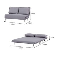 Sofá-Cama 2 Lugares Casal Bergamo Cinza Claro