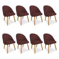 Kit 08 Cadeiras Jantar Bela Suede Marsala Pés Palito Castanho - Pallazio