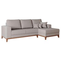 Sofá 4 Lugares Belgrado com Chaise Direito Linho Cru 250 cm