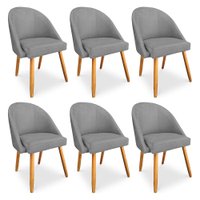 Kit 06 Cadeiras Jantar Bela Suede Grafite Pés Palito Castanho - Pallazio