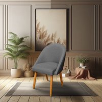 Cadeira de Jantar Bela Linho Grafite Pés Palito Castanho - Pallazio