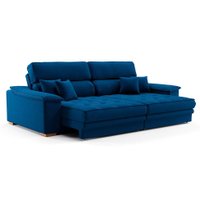 Sofá 3 Lugares Retrátil e Reclinável Lupin Linho Azul Marinho