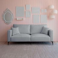 Sofá Unne 3 Lugares com Molas Ensacadas Bouclê Cinza 200 cm