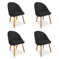 Kit 04 Cadeiras Jantar Bela Suede Preto Pés Palito Castanho - Pallazio